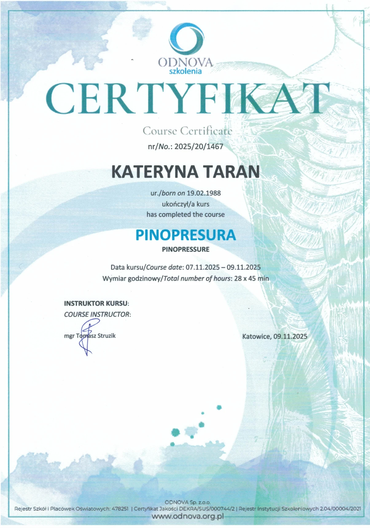 Certyfikat: Pinopresura